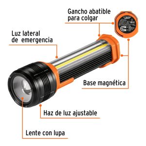 LINTERNA RECARGABLE CON LUZ DE EMERGENCIA 480 LUMENES